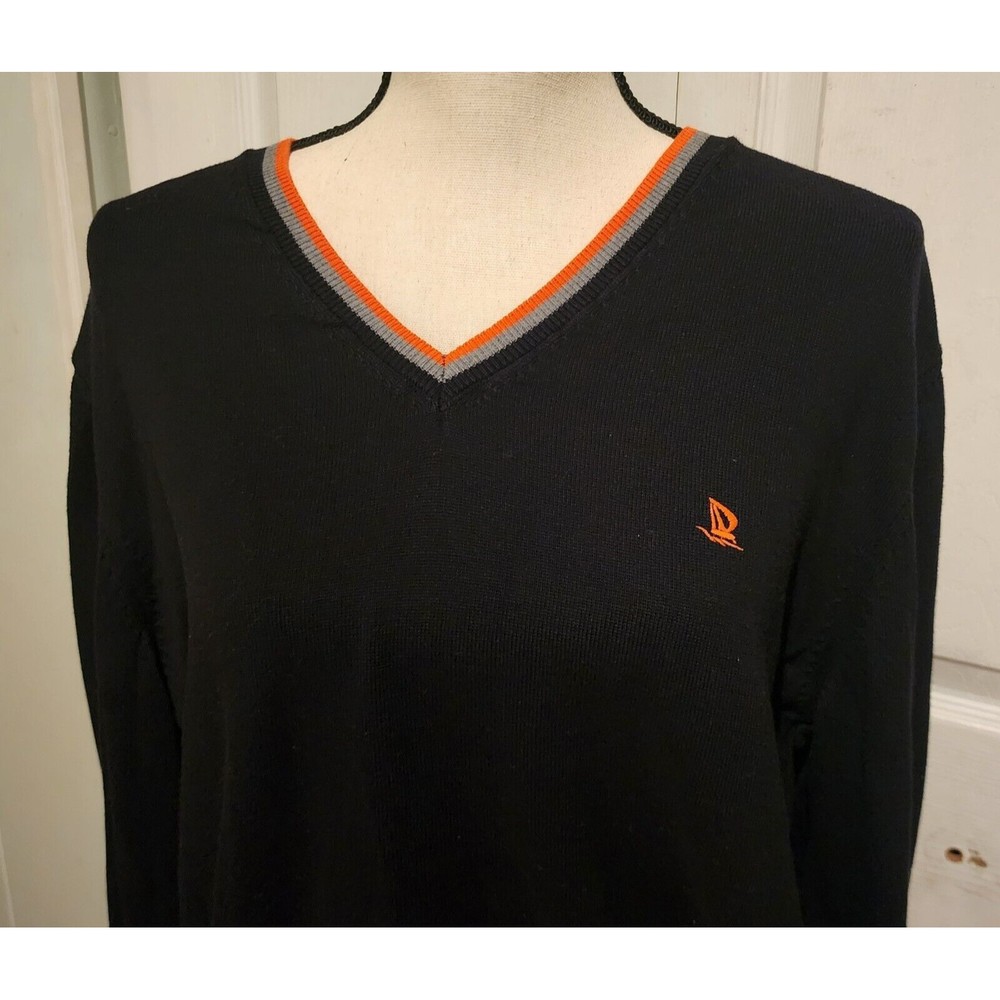 HTF Giorgio Di Mare Yachting LOGO V-neck Pullover Sweater Suede Elbow Patch XXL